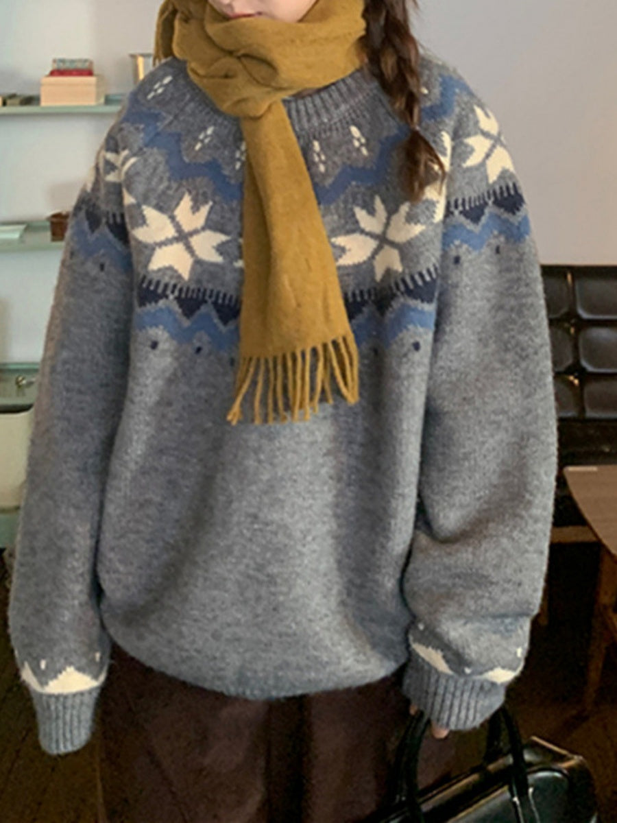 Fair Isle Jacquard Christmas Retro Hood Sweaters