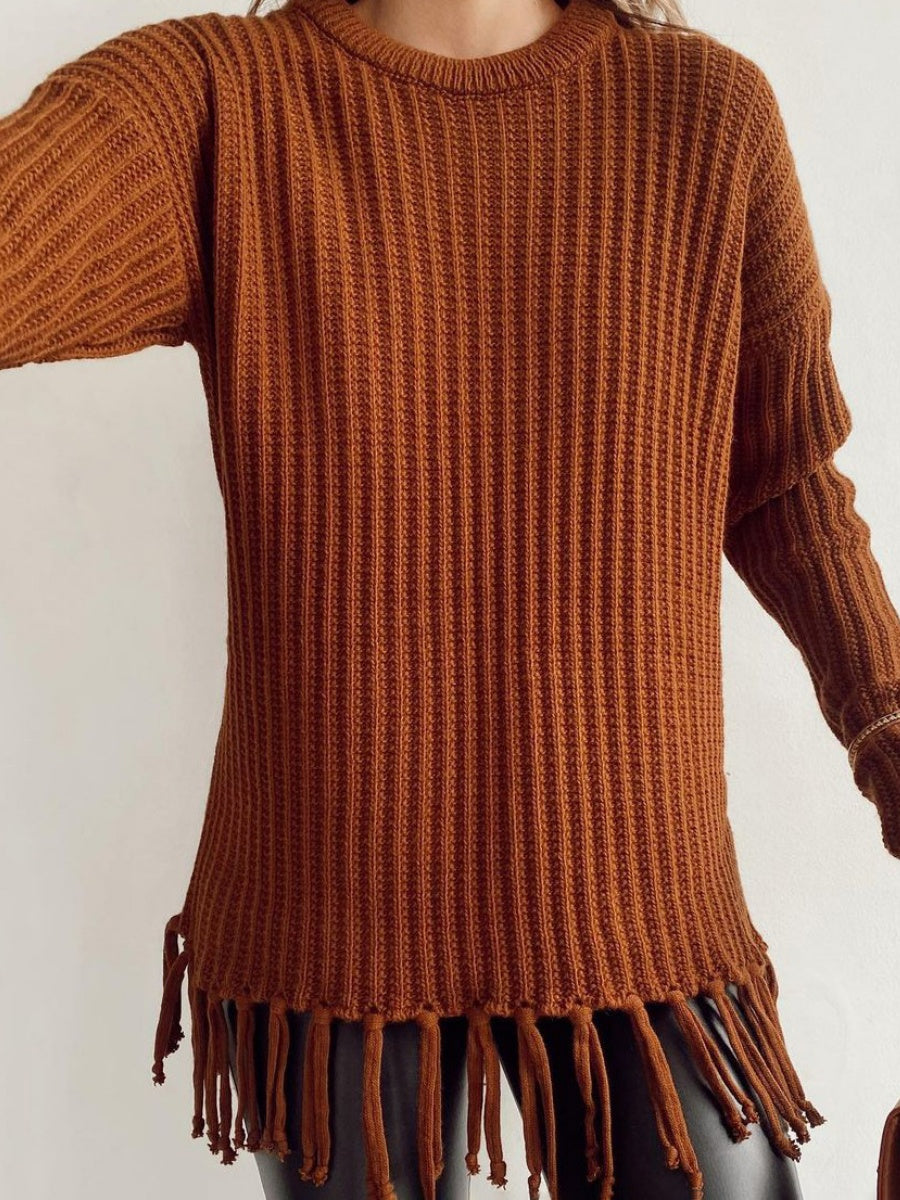 Thickened Loose Tassel Solid Color Knitting Sweaters