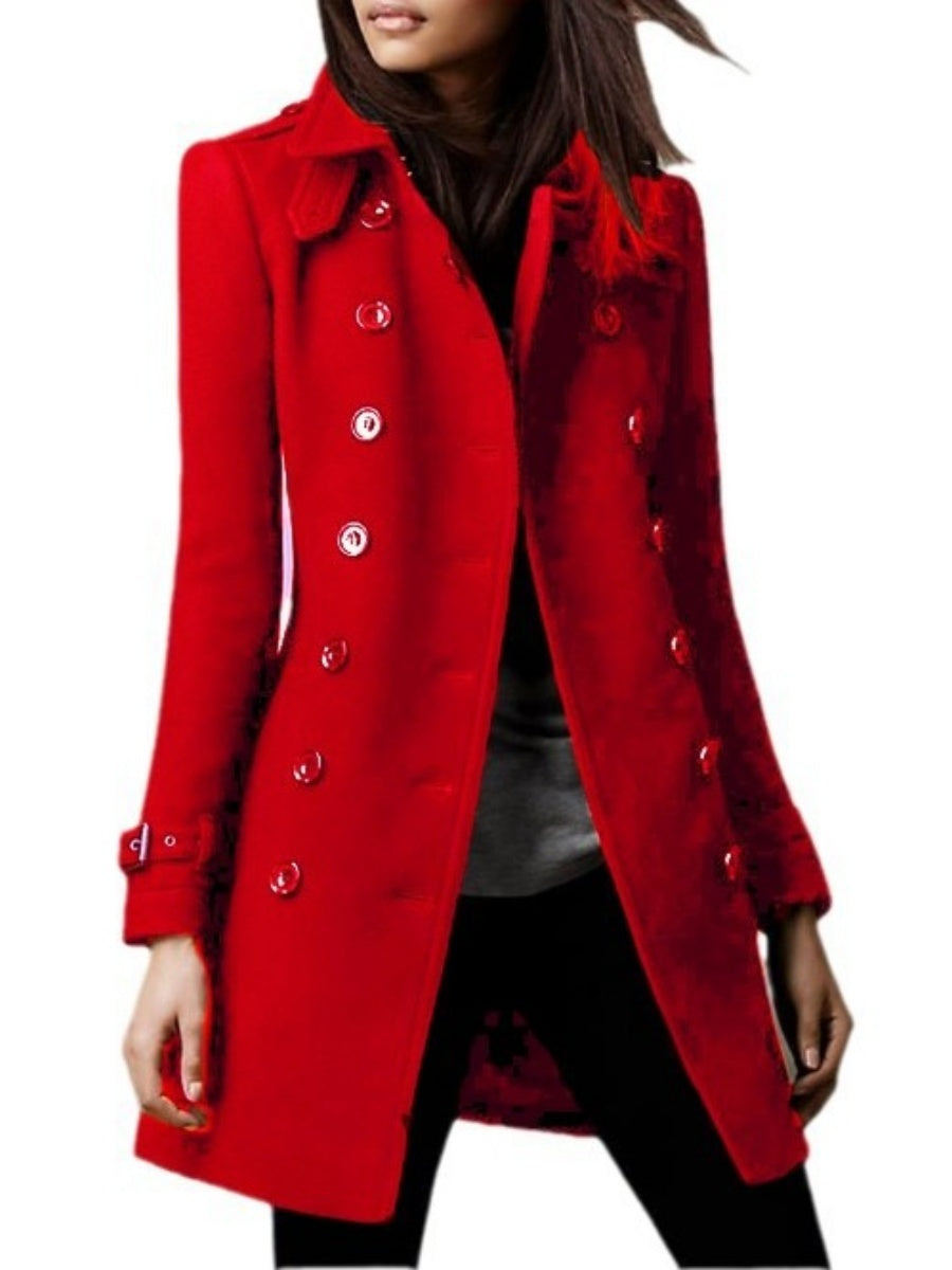 Double-breasted With Medium-length Buttons Lapel Daily Leisure Workwear Coat