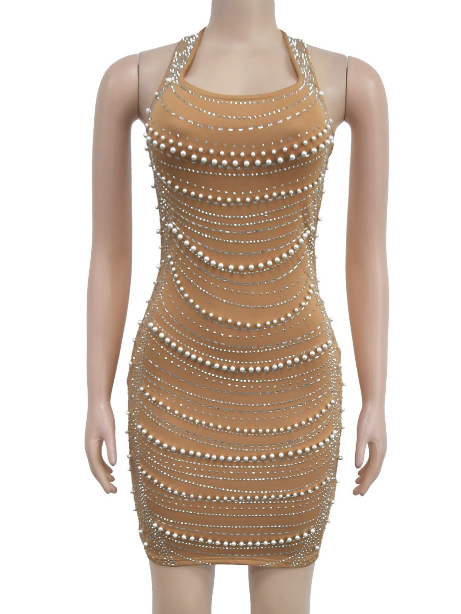 Rhinestone-studded Camisoles Slim-fit Party Party Shiny Mini&Short Dresses