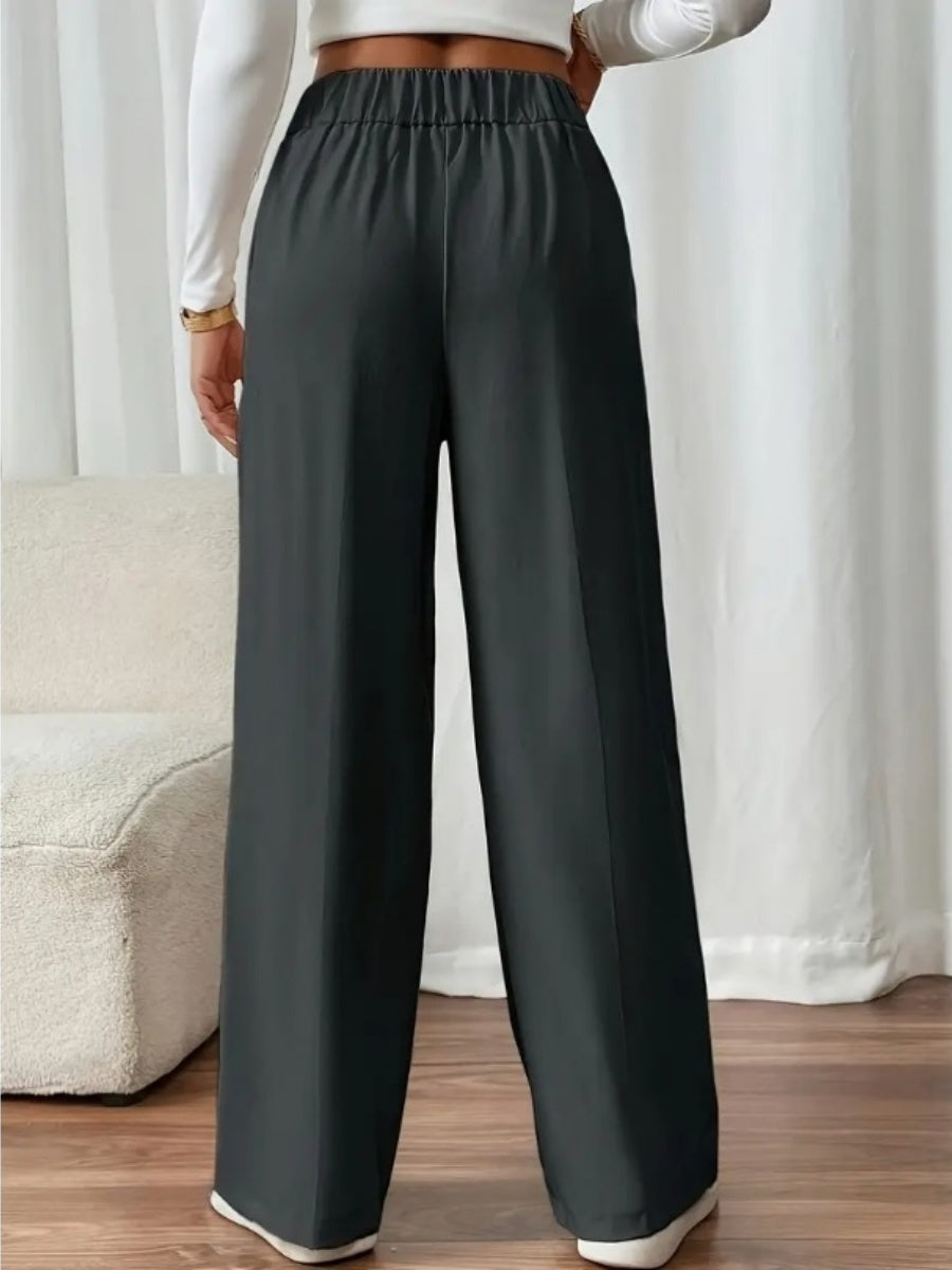 Casual High-waisted  Loose Straight leg Pocket Pants