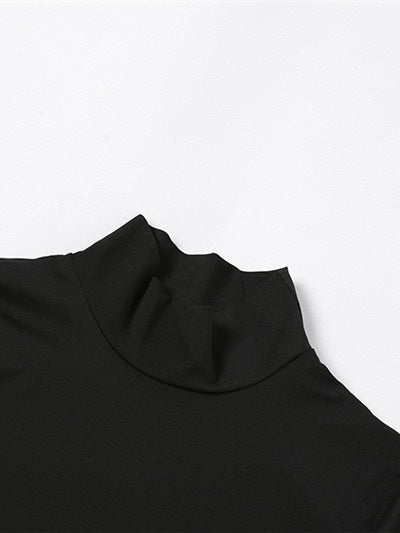 Backless Long sleeve Black Mini&Short Dresses