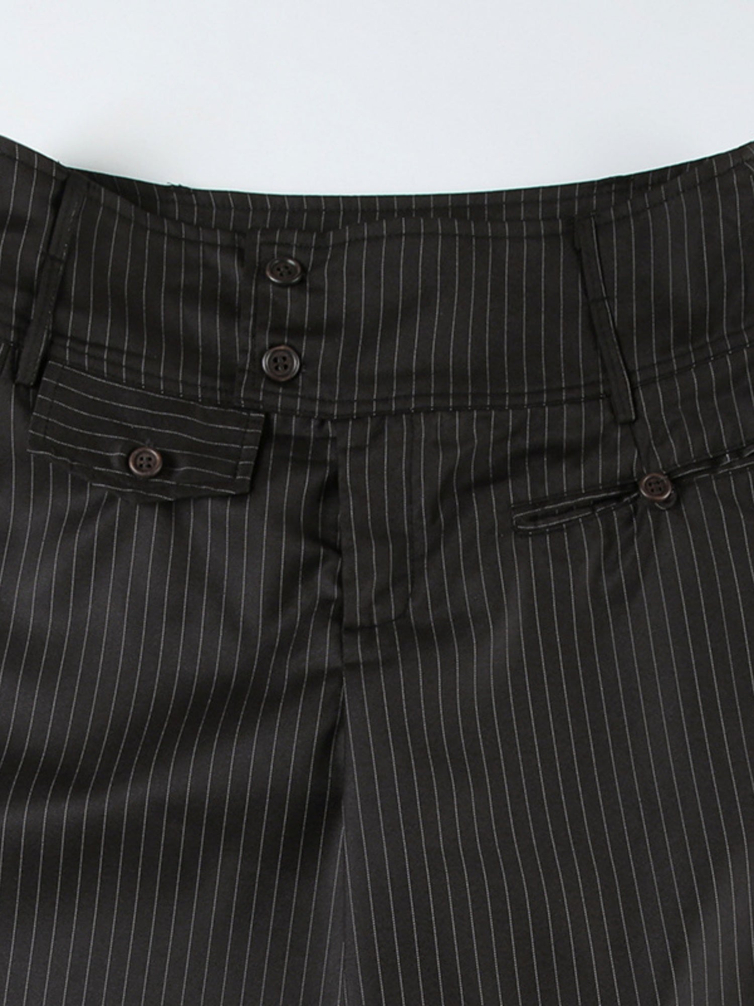 Stripes Contrasting Colors Buttons Straight-leg Pants Pants