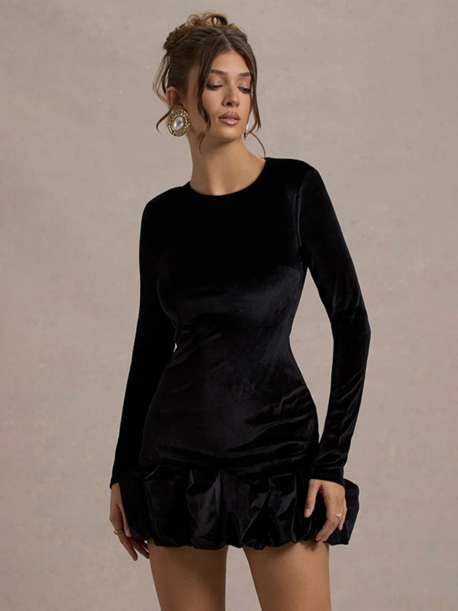 Liber Autumn Women's Pleated Velvet Mini&Short Dresses