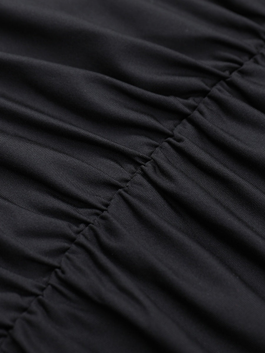 Backless Draped Collar Sparkling Mesh Splicing Halter Mini&Short Dresses