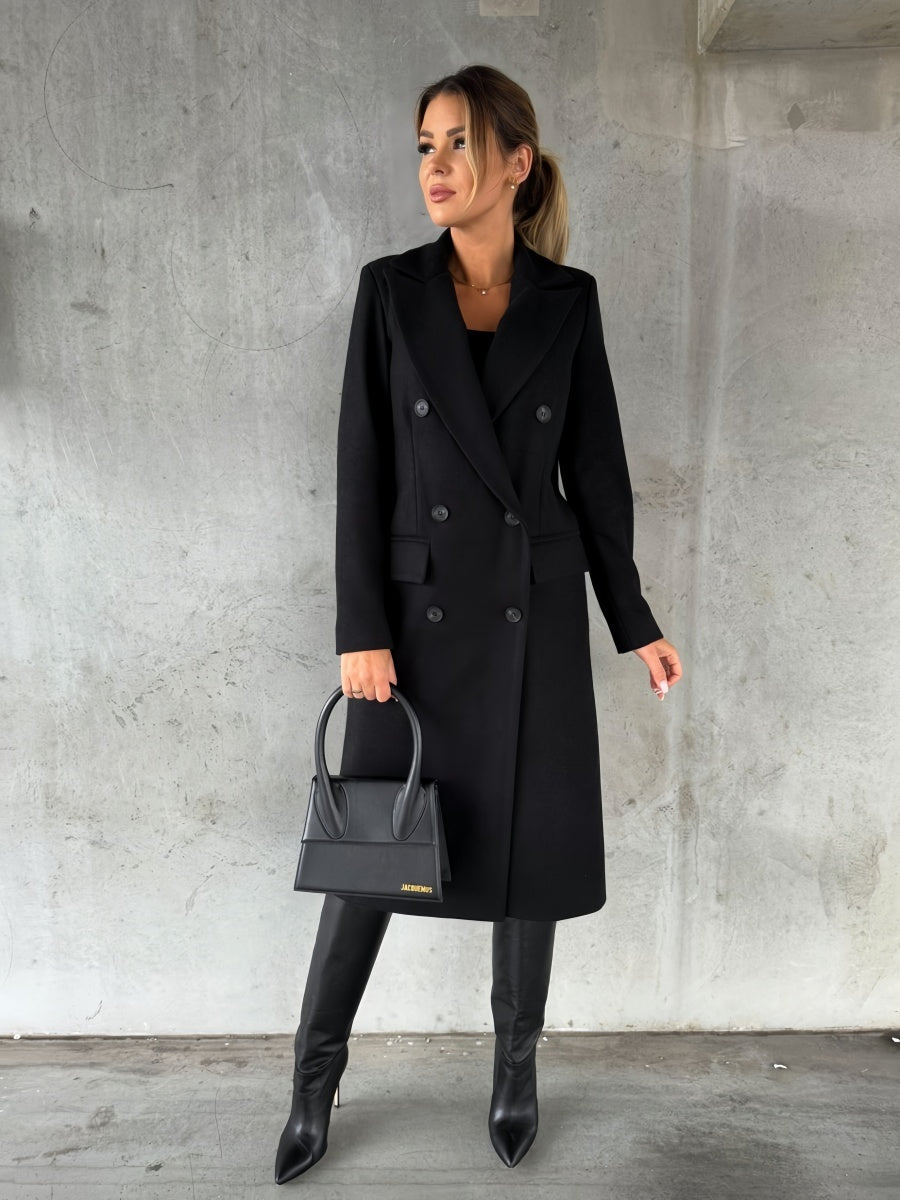 Solid Color Pockets Long Coat