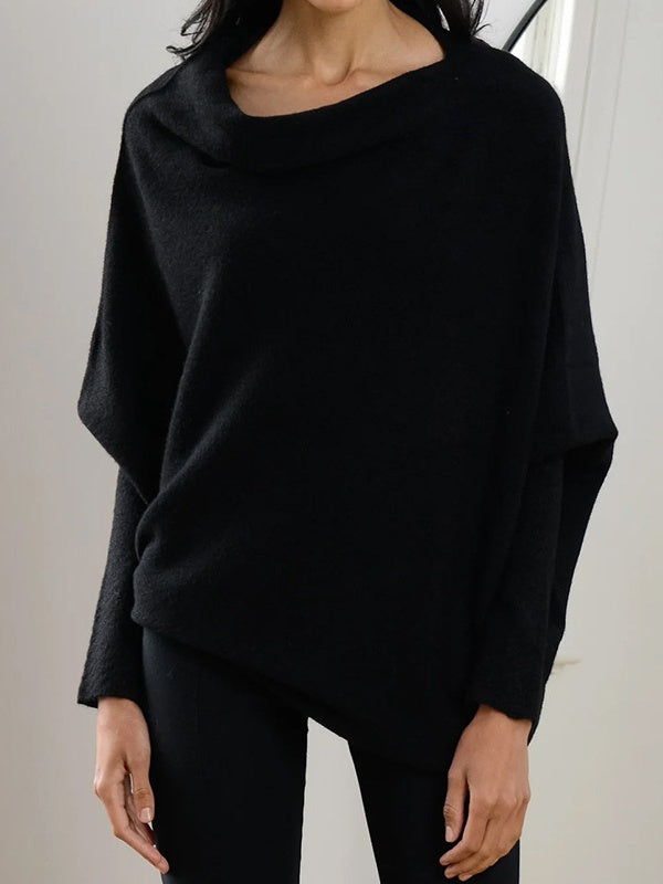 Old Knitting Pleated Sloping Shoulders Pullover T-shirt