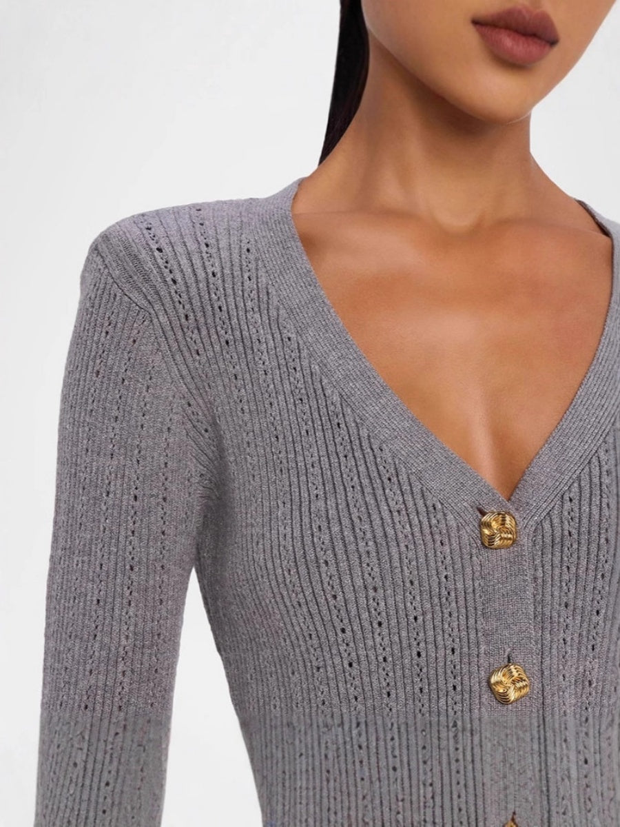 Liber Spring Women's Solid Color V-neck Ruffle Sweaters