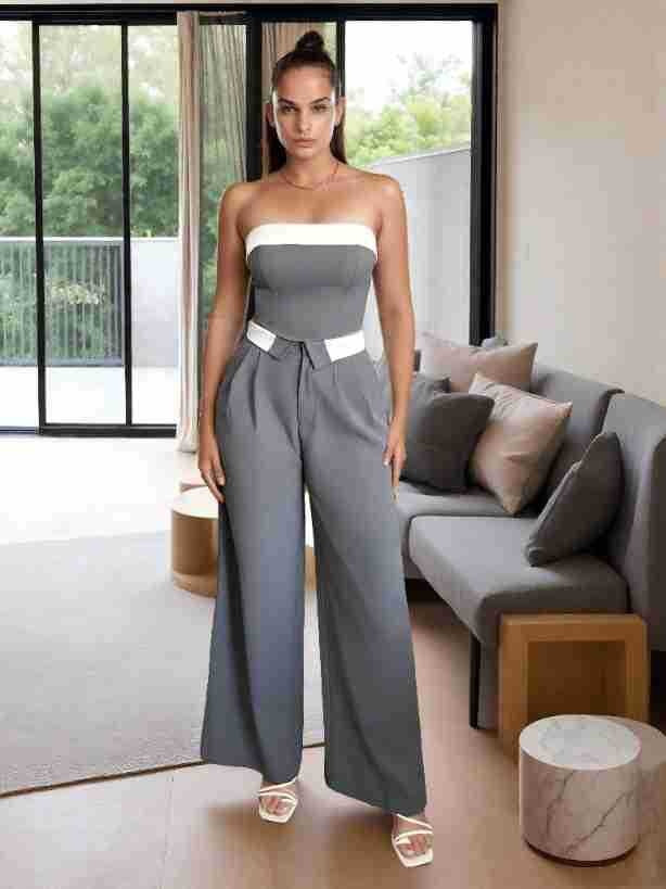 Decorate High Waist Drape Straight-leg Pants Slim Fit Commuting Suit Trousers Pants
