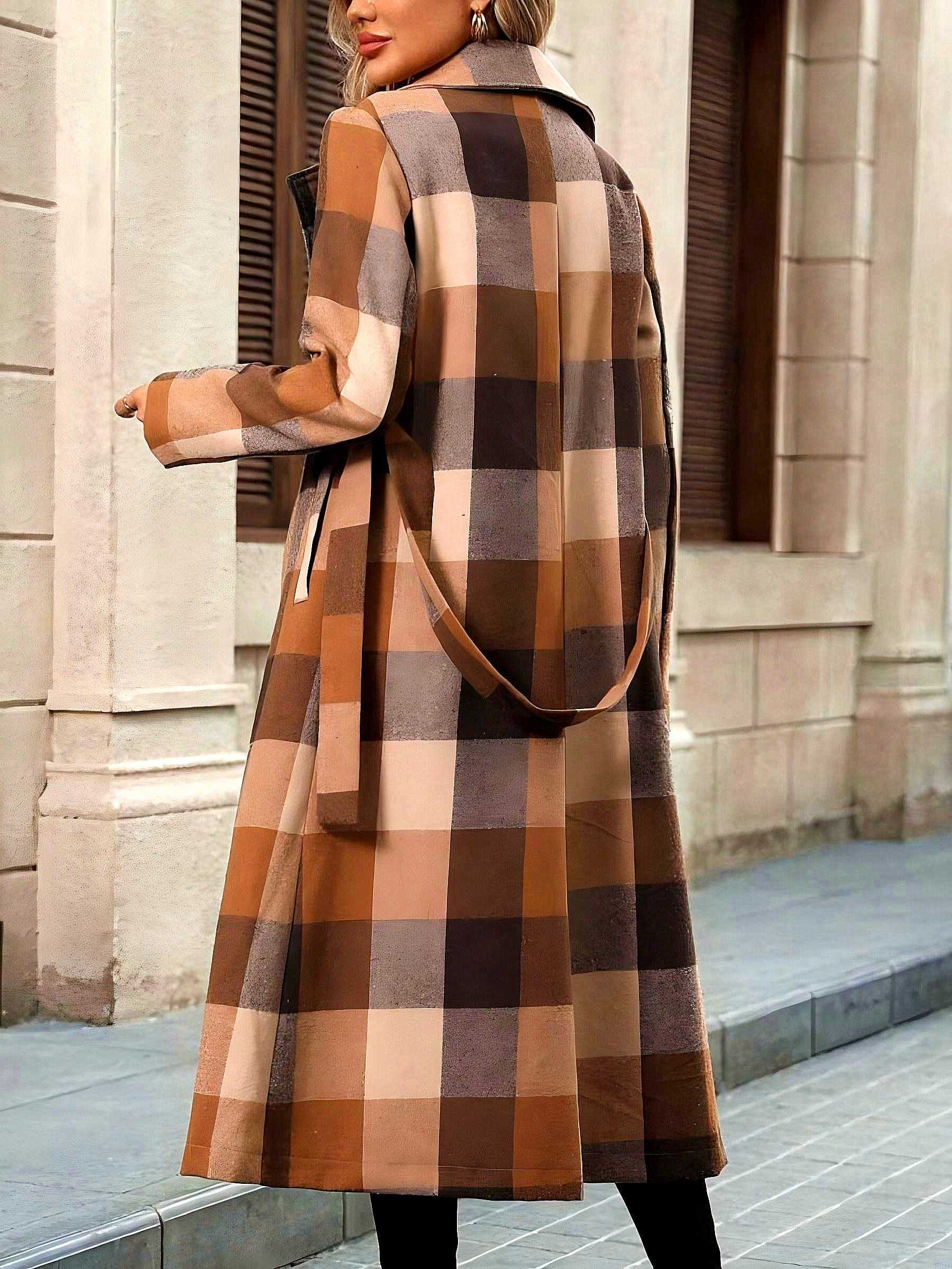 Long Coat Pockets Bandage A-line Coat