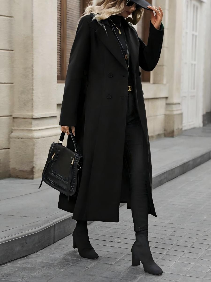 Long Coat Pockets Bandage A-line Coat