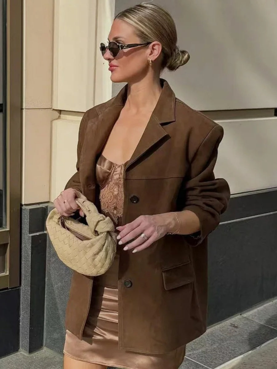 Loose suit jacket Suede Coats