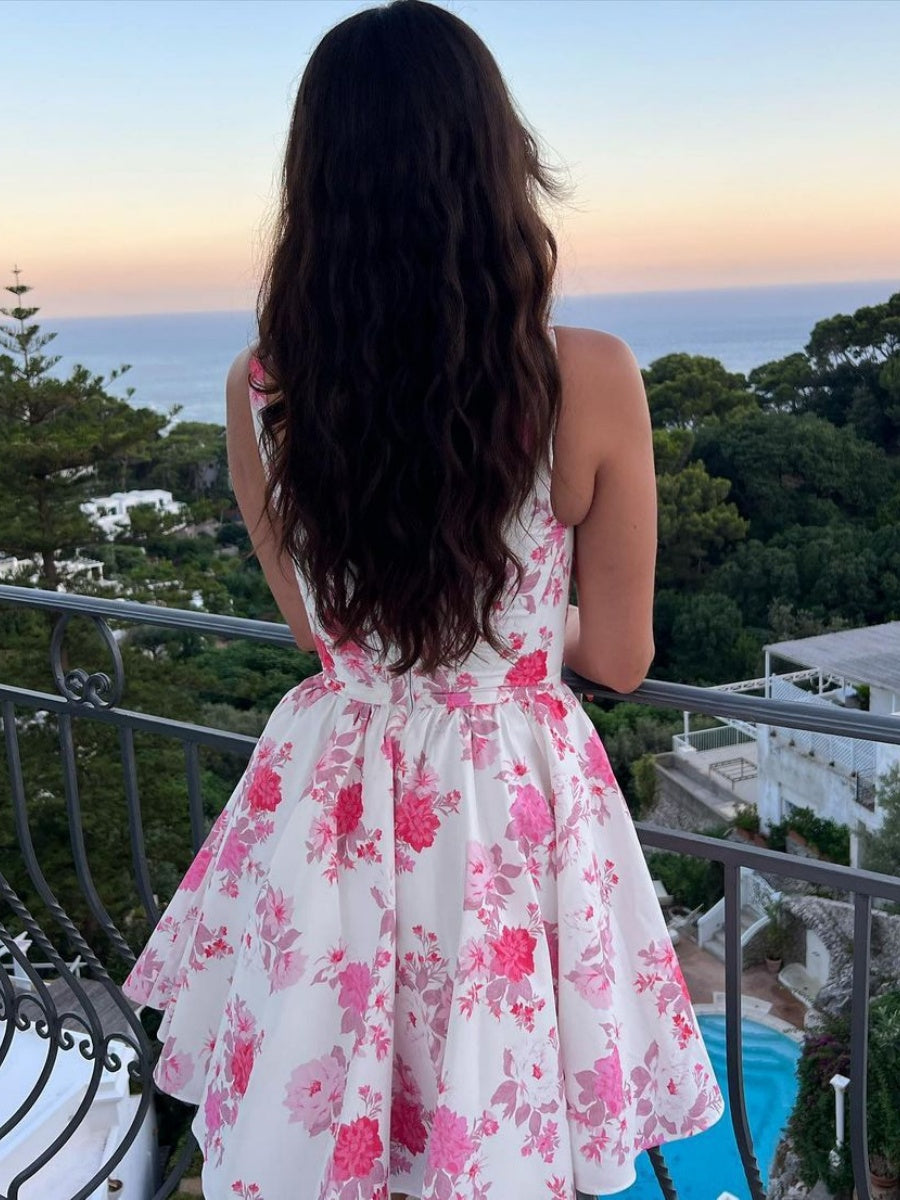 Floral Square Neck Mini Dress