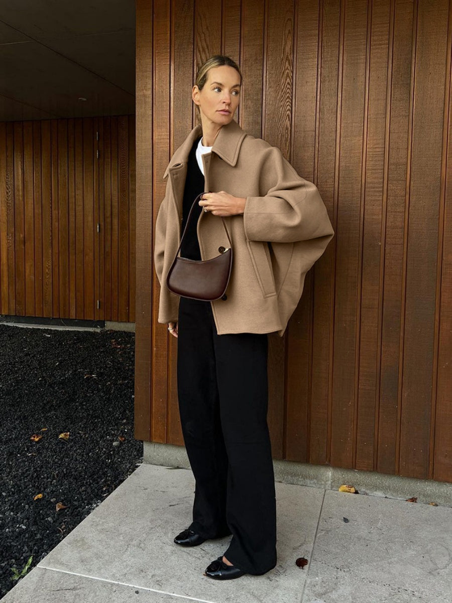 Liber Autumn Women's Woolen coat Solid Color Coats