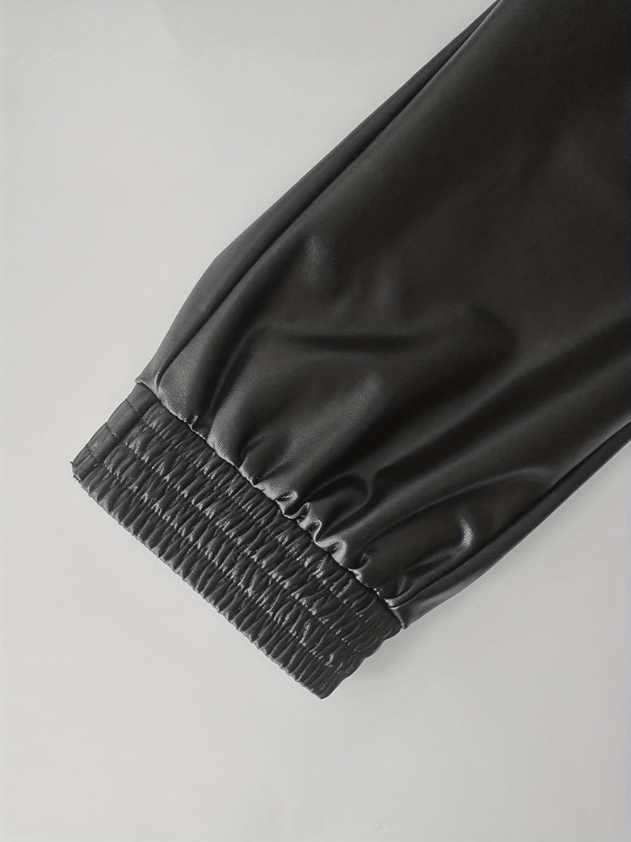 PU Leather Pants Tight Fit Foot Binding Pants