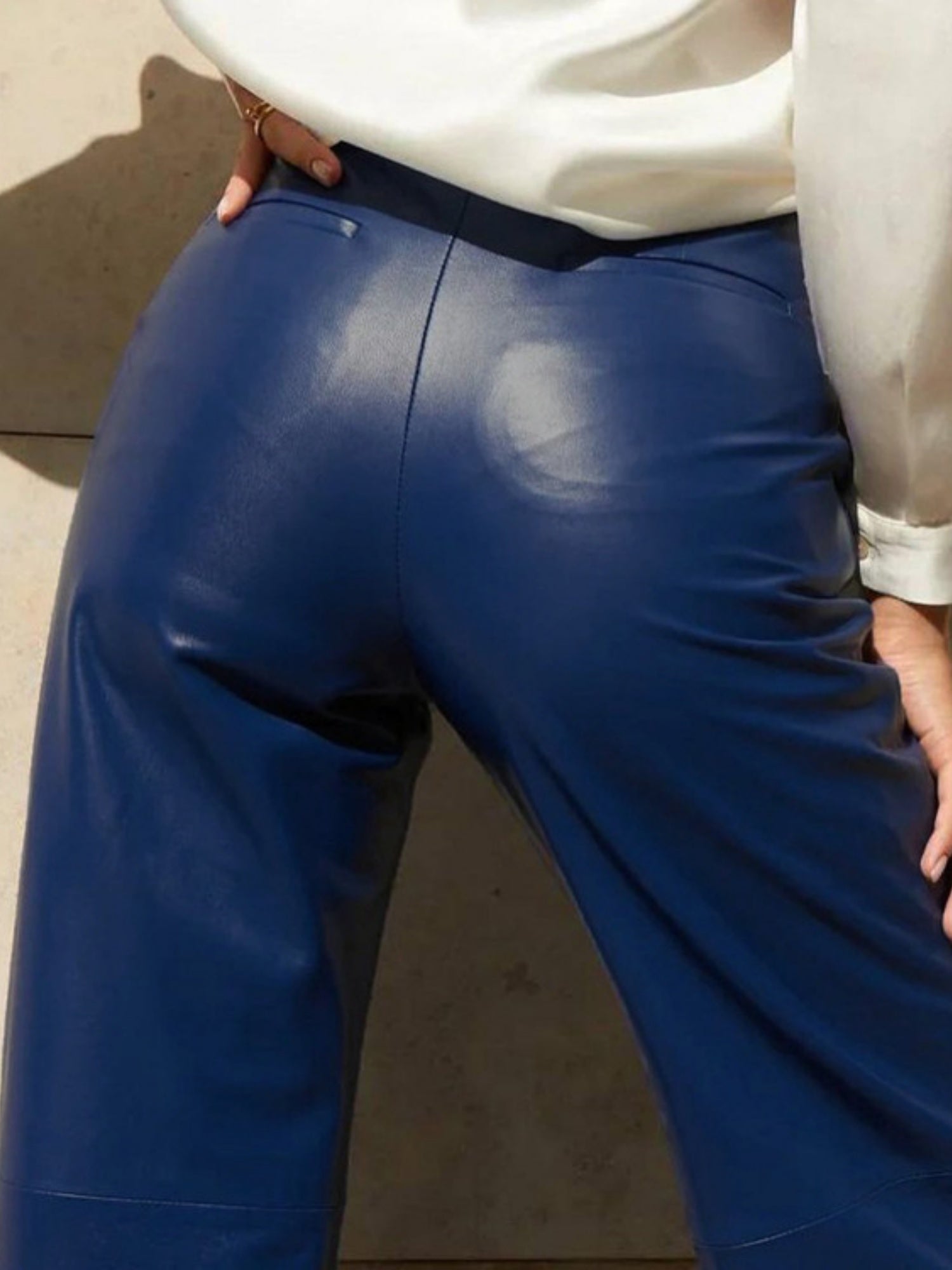 Leather Stitching High-waisted Hip Lift Straight-leg Pants Pants