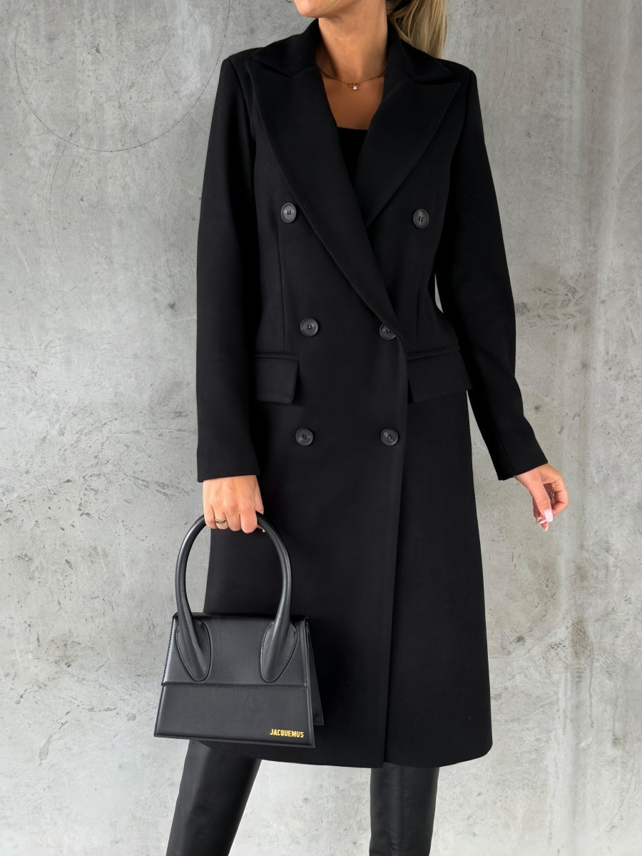 Solid Color Pockets Long Coat