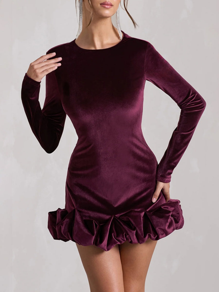 Liber Autumn Women's Pleated Velvet Mini&Short Dresses
