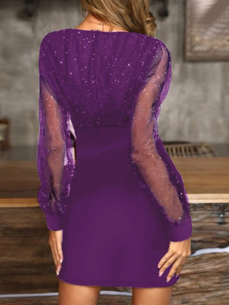 Liber Spring Women's Sequins Solid Color Mini&Short Dresses