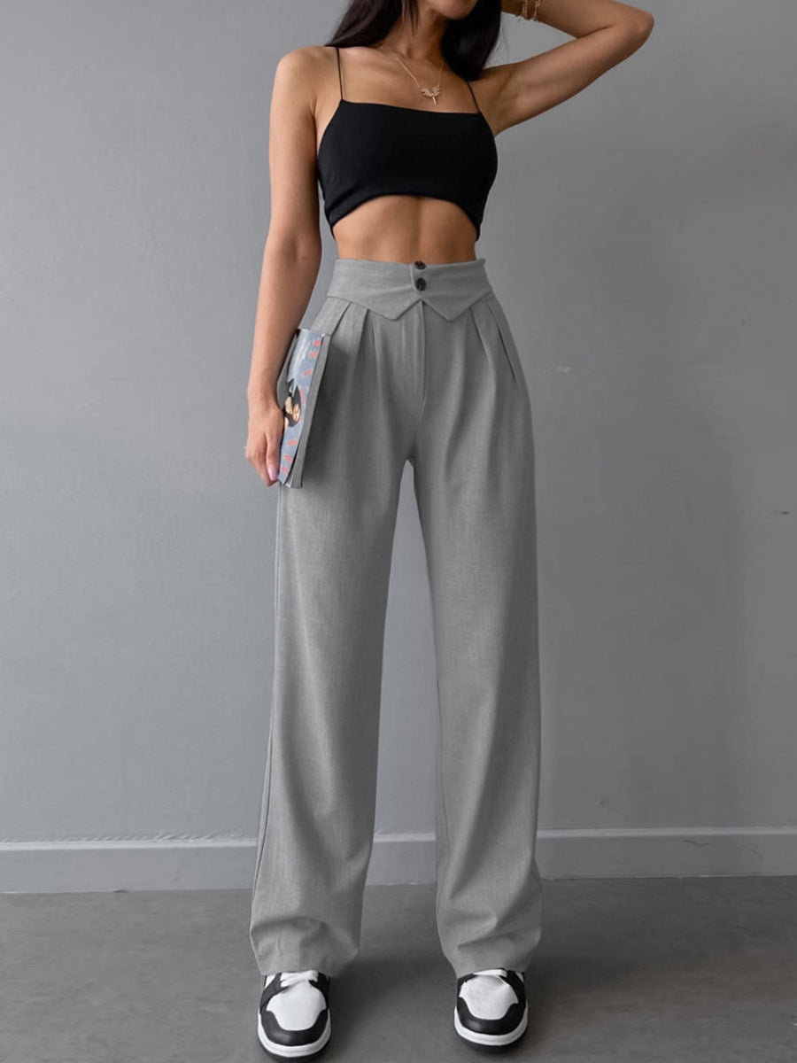Straight-leg button-down trousers