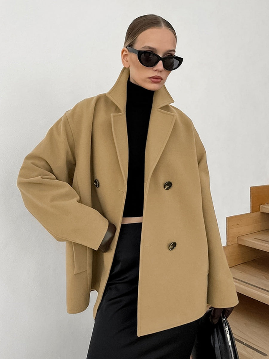 Loose-fitting Buttons Woolen Coat