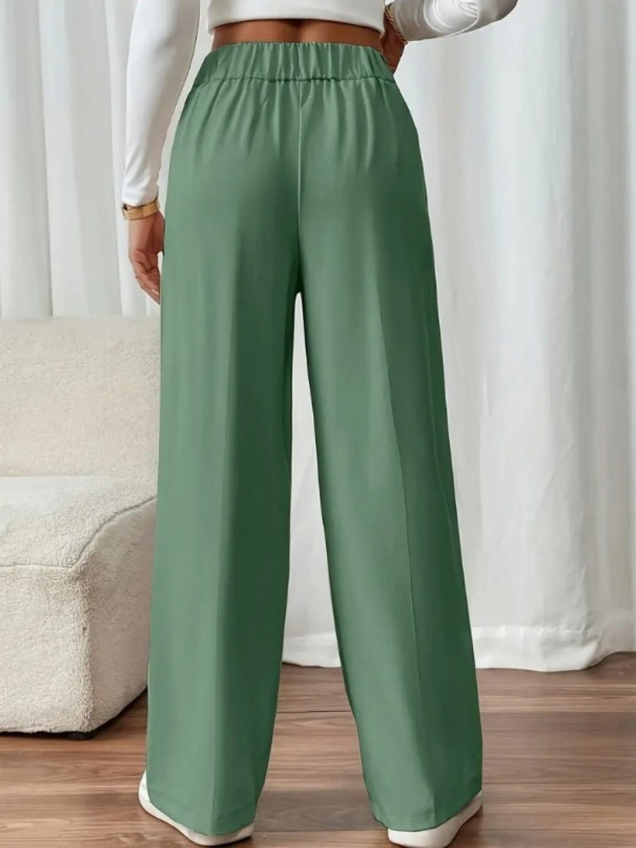 Casual High-waisted  Loose Straight leg Pocket Pants