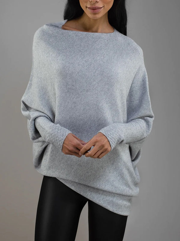 Old Knitting Pleated Sloping Shoulders Pullover T-shirt