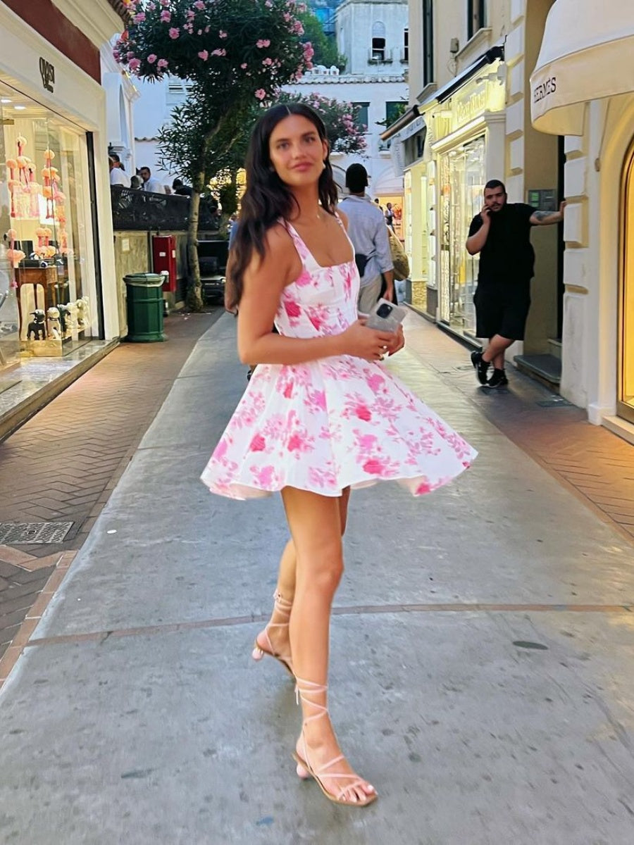 Floral Square Neck Mini Dress