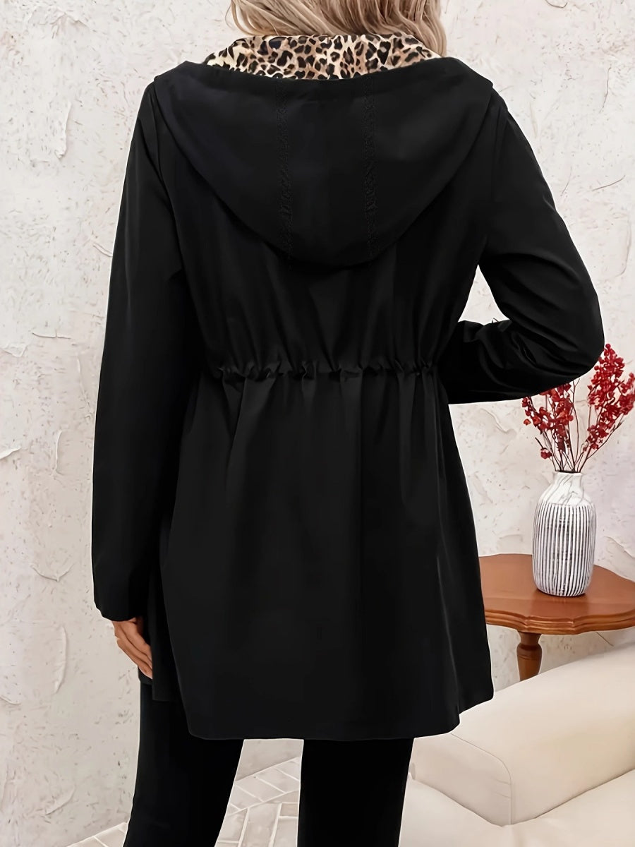 Reversible Jacket Flip-top Open-front Coat Adjustable Waist Belt Casual Coat