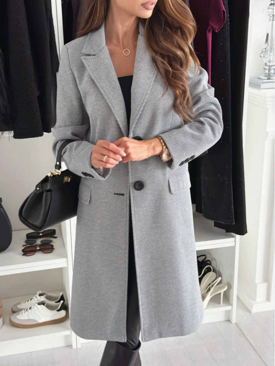 Simple Long-sleeved Solid Color Single-breasted Woolen Coat