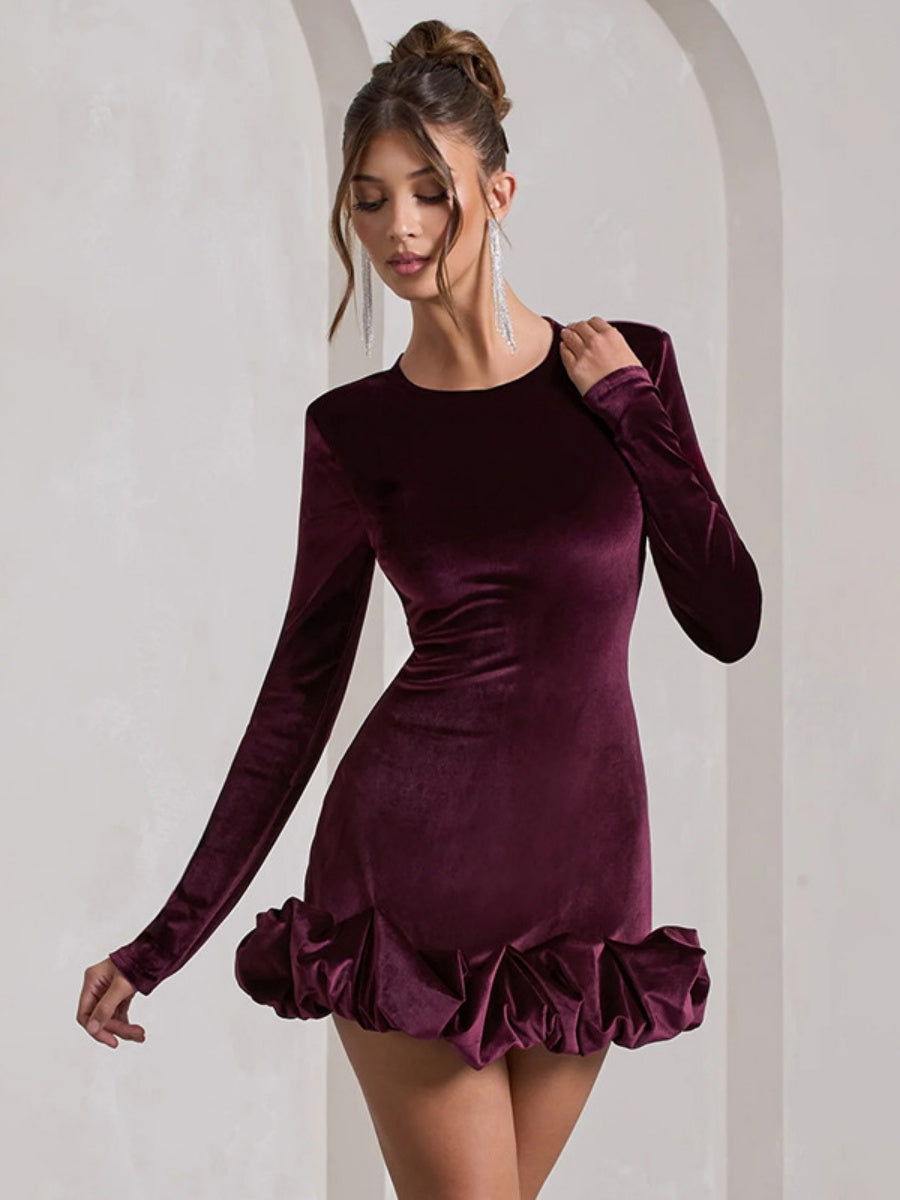 Liber Autumn Women's Pleated Velvet Mini&Short Dresses