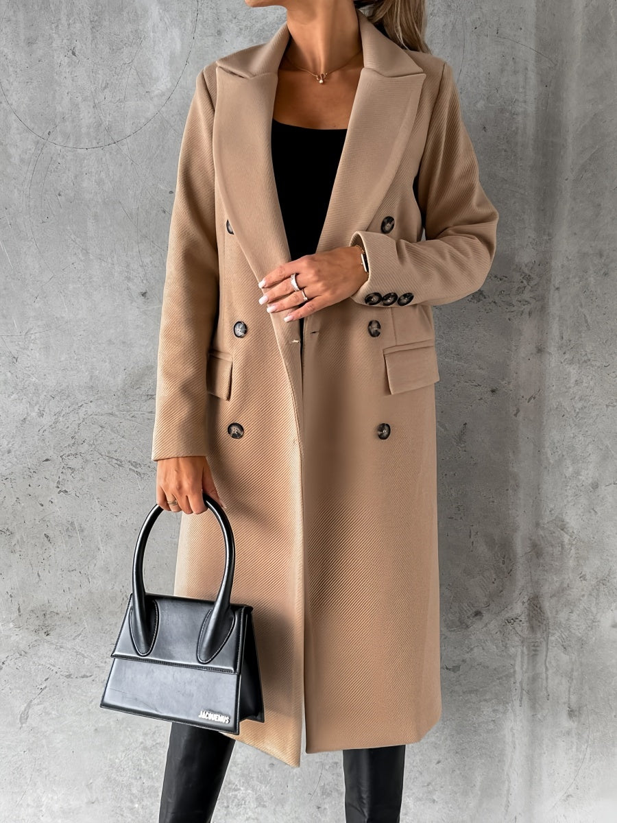 Solid Color Pockets Long Coat