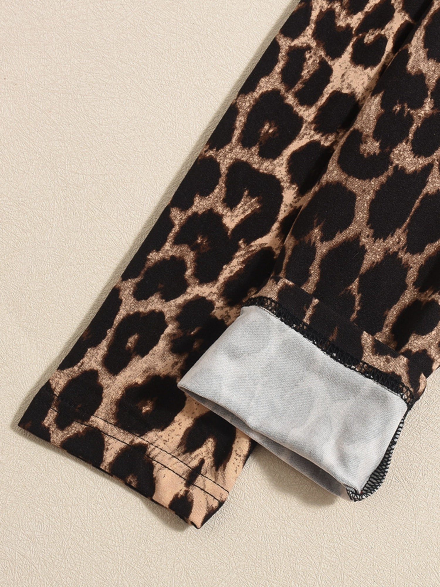 Liber Leopard Print Navel Exposed Drawstring Long-sleeved T-shirt